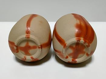 Amazon.co.jp: 備前焼 山本宗秀 備州窯 緋襷 くみ出し湯のみ 2客